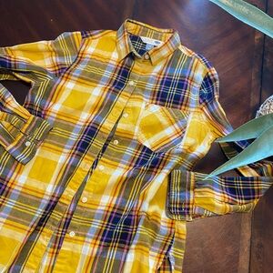 Old Navy Yellow Plaid Button Down Shirt